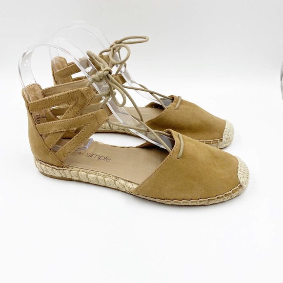 Sage & Simple Nude Tan Lace Up Espadrille Flats 6 Medium - Picture 5 of 10